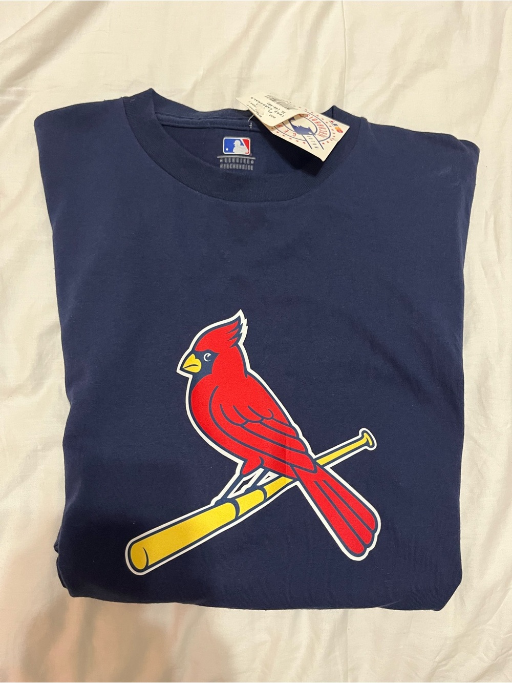 MLB Navy Tee with Red Cardinal on Yellow Bat